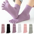 thumbnail image 1 of 2 Pairs Women Toe Socks Cotton Five Toe Socks Breathable Compression Pure Color Tube Socks for Women Men Athletic Running, 1 of 6