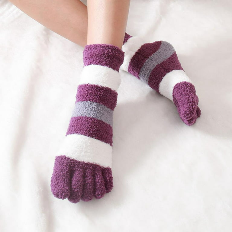 2 Pairs Women Toe Socks Fuzzy Toe Socks Winter Warm Toe Socks Five Toe Socks  for Girls Women 