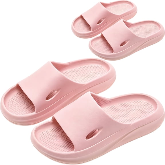 2 Pairs Women‘s Cloud Slides EVA Anti-Slip Shower Shoes Thick Sole Sandals Indoor Outdoor Pool House Slippers