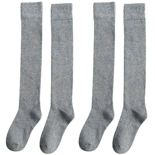 2 Pairs Women's Knitted Thigh High Boot Socks over the Knee Warm Extra