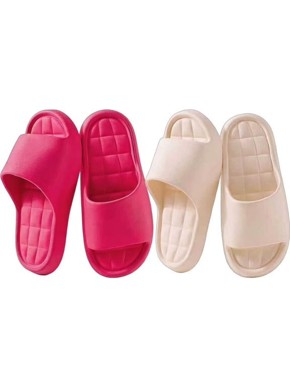 2 Pairs Women‘s Shower Shoes, EVA Non Slip Soft Lightweight Cloud Slides, Slippers for Bathroom Pool