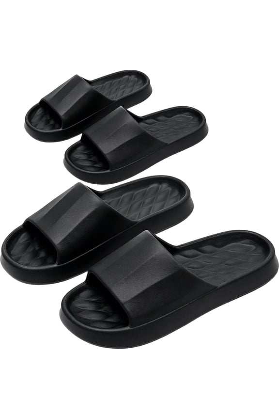2 Pairs Women Summer Slides, Lightweight Foam Slippers Breathable Waterproof Non Slip Sandals for Indoor Outdoor Shower Beach