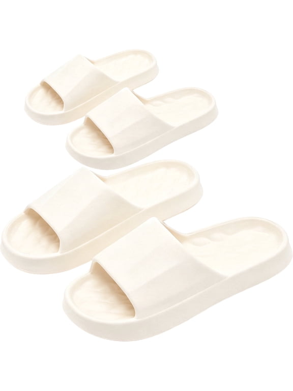2 Pairs Women Cloud Slides Non Slip House Slippers for Indoor Outdoor Shower