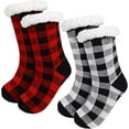 thumbnail image 1 of 2 Pairs Women's Slipper Socks Winter Fuzzy Thick Fleece Lining Socks Thermal Christmas Stocking, 1 of 6