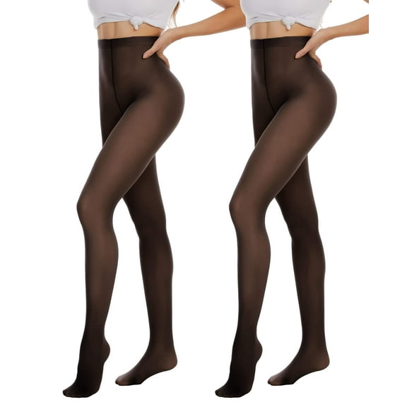 2 Pairs Women's Soft Opaque Control Top Tights, Durability Tights, Rip Resistant Pantyhose