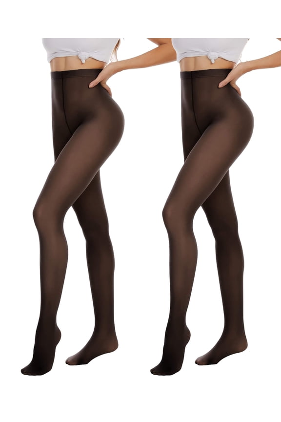 2 Pairs Women's Soft Opaque Control Top Tights, Durability Tights, Rip Resistant Pantyhose