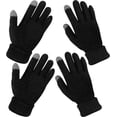 thumbnail image 1 of 2 Pairs Women's Winter Touch Screen Gloves Warm Fleece Lined Knit Gloves Elastic Cuff Winter Texting Gloves, 1 of 6