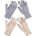 thumbnail image 1 of 2 Pairs Women's Winter Touchscreen Gloves Warm Fleece Lined Knit Gloves Elastic Cuff Winter Texting Gloves, 1 of 7