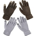 thumbnail image 1 of 2 Pairs Women's Winter Touchscreen Gloves Warm Fleece Lined Knit Gloves Elastic Cuff Winter Texting Gloves, 1 of 7