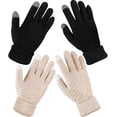 thumbnail image 1 of 2 Pairs Women's Winter Touchscreen Gloves Warm Fleece Lined Knit Gloves Elastic Cuff Winter Texting Gloves, 1 of 7