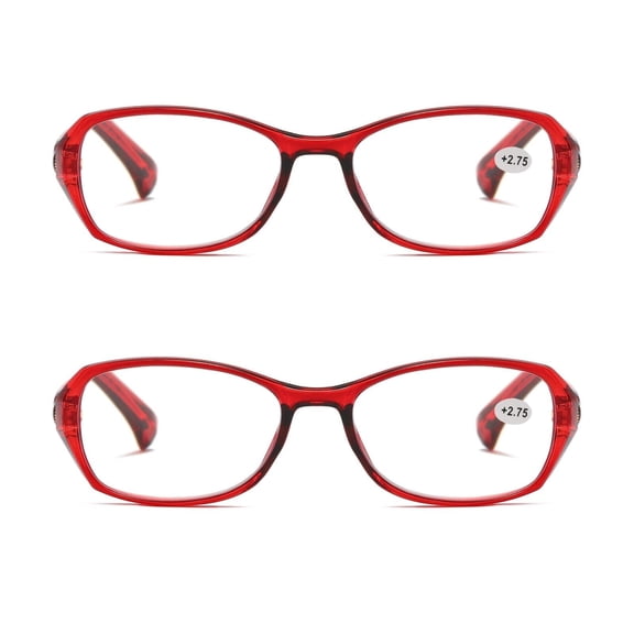 2 Pairs Women's Blue Light Blocking Reading Glasses Red Readers for Reading Paper work