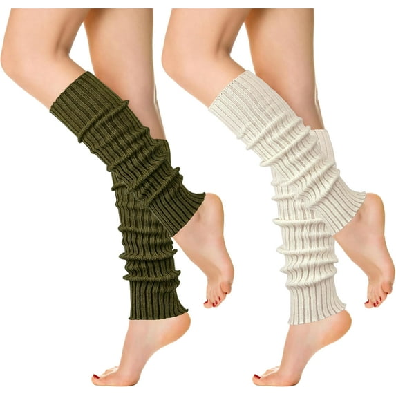 2 Pairs Womens Leg Warmers Thick Fashion Knitted Cotton Leg Warmers Socks for Women Winter Socks