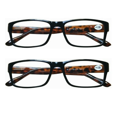 2 Pairs Womens Mens Unisex Rectangular Blue Light Blocking Reading Glasses Spring Hinge Readers +0.75