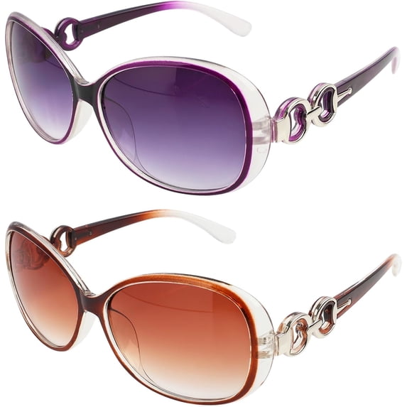 2 Pairs Womens Polarised Sunglasses Valentines Gifts Oversized Retro Cat Eye Shades UV400 Protection Trendy Foldable Driving Glasses Lightweight Ladies Sun Glasses Big Frame Outdoor Travel Shopping