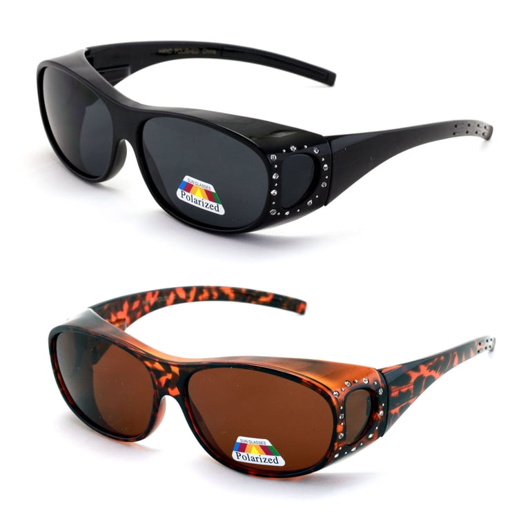 Womens Polarized Sunglasses 2 Pair, Over Glasses Fit with  display picture 1