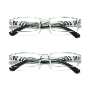 2 Pairs Womens Slim Rectangle Half Frame Blue Light Blocking Reading Glasses Readers +0.75