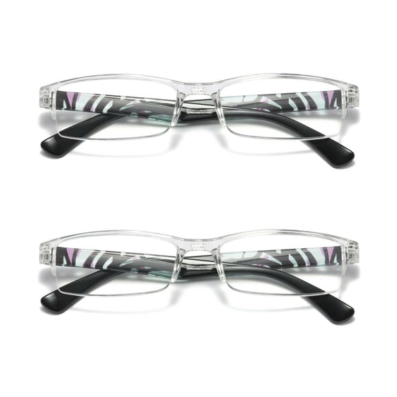 2 Pairs Womens Slim Rectangle Half Frame Blue Light Blocking Reading Glasses Readers  0.75