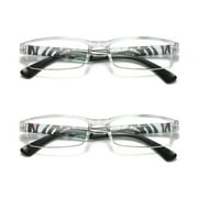 2 Pairs Womens Slim Rectangle Half Frame Blue Light Blocking Reading Glasses Readers +0.75