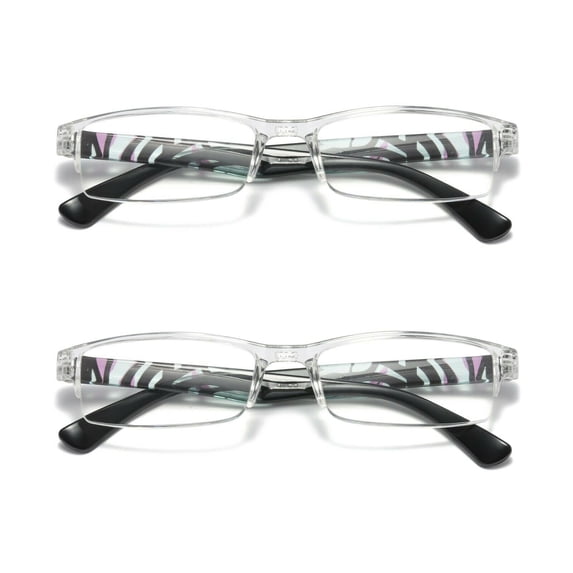 2 Pairs Womens Slim Rectangle Half Frame Blue Light Blocking Reading Glasses Readers +0.75