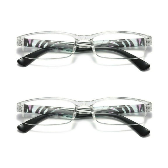 2 Pairs Womens Slim Rectangle Half Frame Blue Light Blocking Reading Glasses Readers +2.50