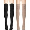 thumbnail image 1 of 2 Pairs Womens Thigh High Fuzzy Socks Warm Winter Over Knee Stocking Extra Long Socks Fluffy Cozy Fleece Socks, 1 of 7