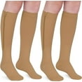 thumbnail image 1 of 2 Pairs Wukang Zipper Compression Socks for Women & Men, 15-20 mmHg Closed Toe Compression Stocking with Zipper (Beige, S/M), 1 of 7