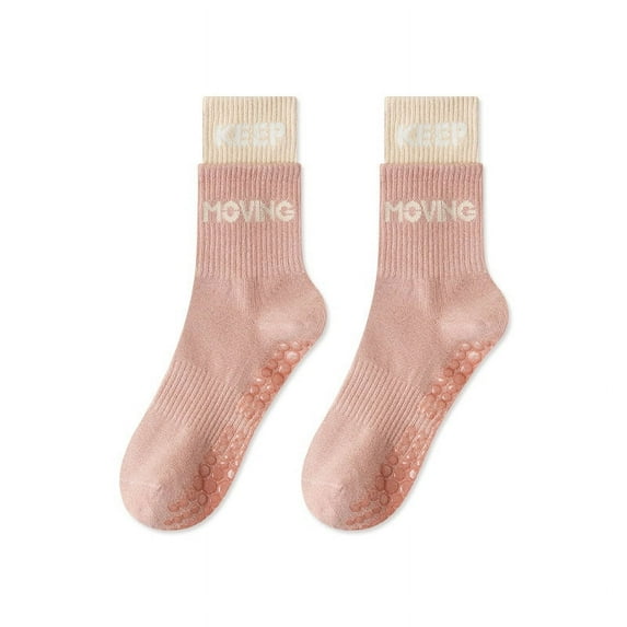 2 Pairs Yoga Socks with Grips for Women Non Slip Striped Women's Long Socks for for Pilates, Pure Barre, Ballet, Dance, Barefoot Workout