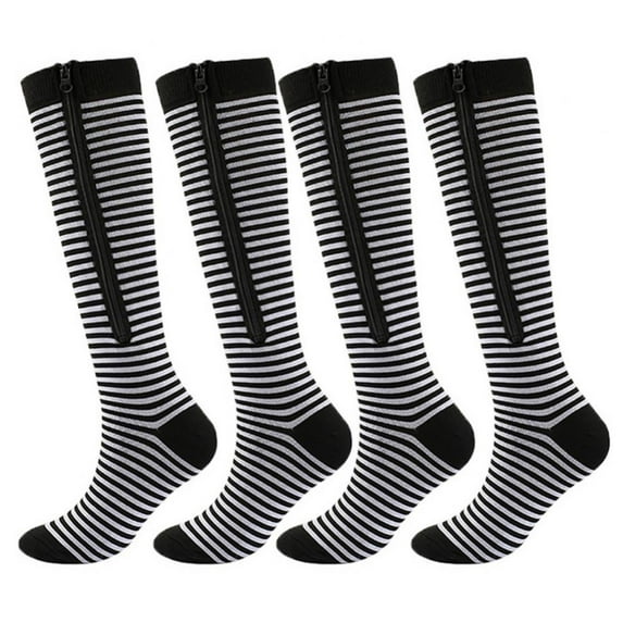 2 Pairs Zipper Compression Socks, 15-20 mmHg Closed Toe Compression Stocking with Zipper for Women and Men