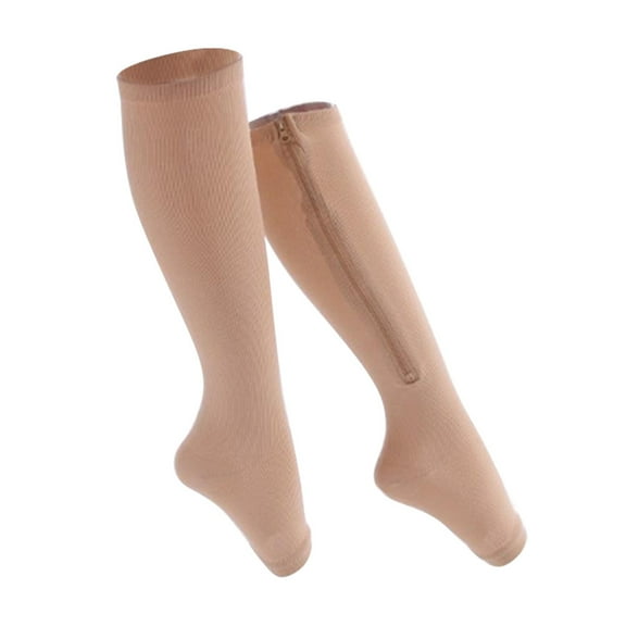 2 Pairs Zipper Compression Socks Open Toe Compression Stockings with Zipper Support Socks for Women Compression Knee High Compression Socks for Women Men, Walking Running