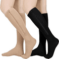 2 Pairs Zipper Compression Socks Women and Men, Closed Toe Compression