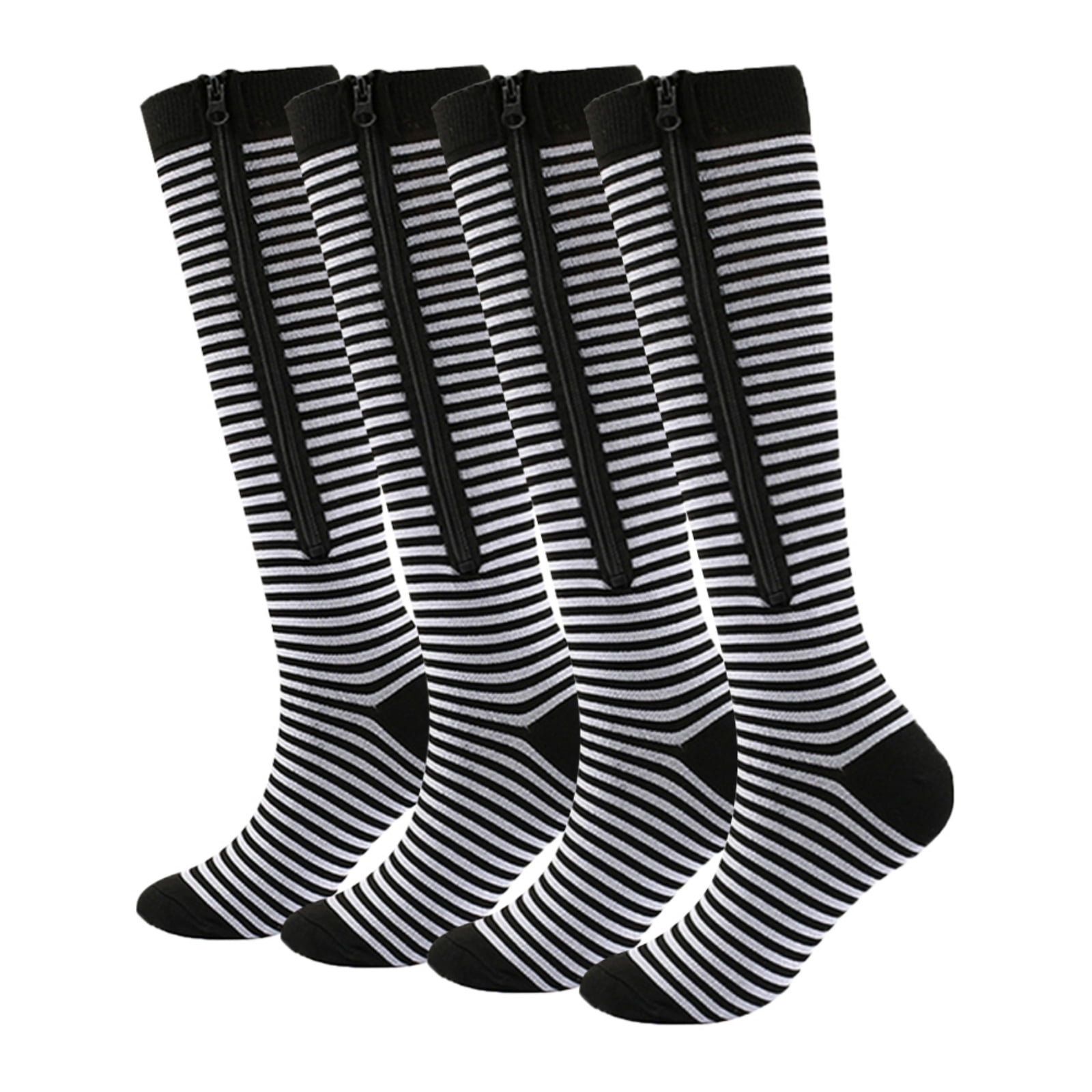 2 Pairs Zipper Compression Socks Women and Men, Closed Toe Compression