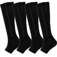 thumbnail image 1 of 2 Pairs Zipper Compression Socks for Women Men 15-25 mmHg Open Toe Knee High Support Socks, 1 of 7