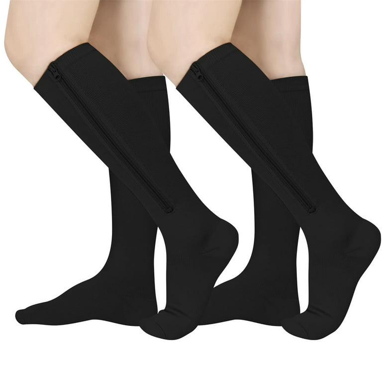 2 Pairs Zipper Pressure Compression Socks Stockings Leg - Open Toe