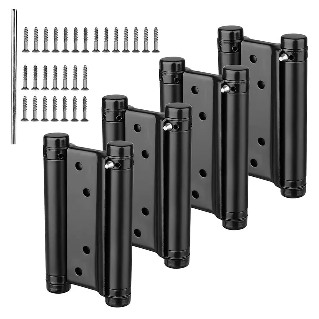2 Pairs of 4'' Matte Black Cafe Saloon Door Hinges Double Action Stainless Steel Spring Self-Closing