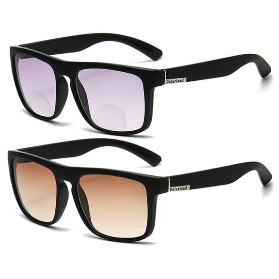 2 Pairs of BIFOCAL Reading Glasses 2.50 for Women and Men. Oversized Gradient Presbyopic Glasses. Square Sunglasses Black Readers +2.50