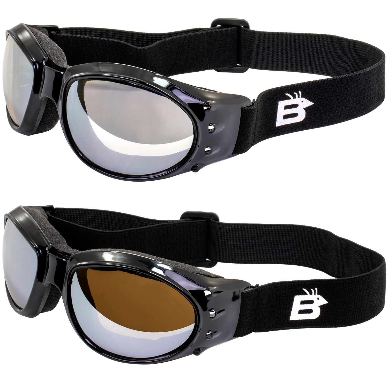 Birdz Eyewear Oriole Occhiali Moto Imbottiti – Montatura Nera, Lenti Trasparenti, Antiappannamento UV400