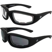 Birdz Eyewear Oriole Bifocal Safety Sunglasses 2 Pairs Black Frames 2.5X with Clear & Smoke Lenses
