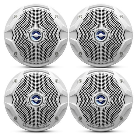 2 Pairs of Boat ATV Marine 6.5" inch Dual Cone Stereo White Speakers (Bulk Packaging)