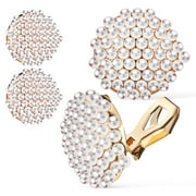 SOAC 2 Pairs of Clip-On Earrings Simulated Pearl Flower-Cluster Shape Ear Clips Non-Pierced Earrings for Women Girls