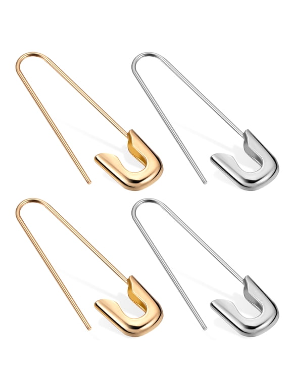 HOMEMAXS Creative Safety Pin Earrings for Women Made of Durable Alloy in Assorted Colors 2 Pairs