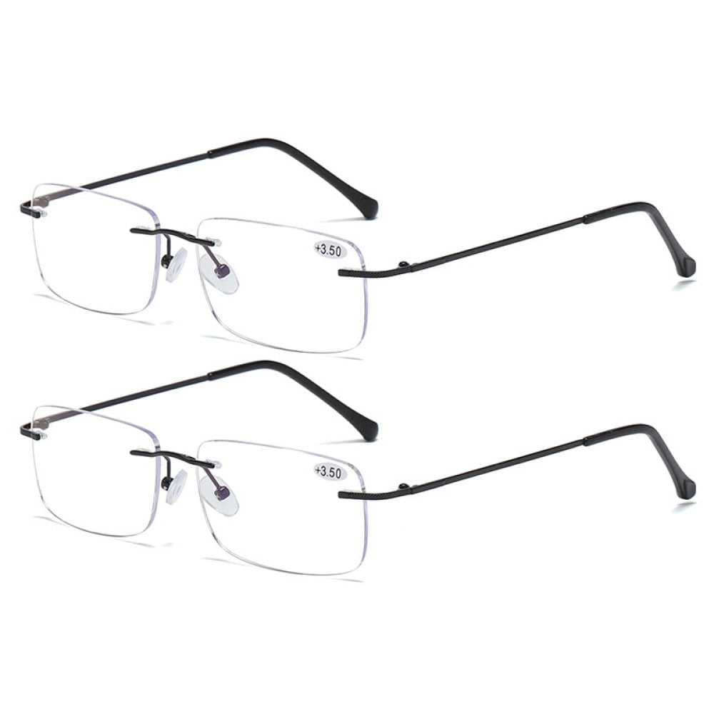 2 pairs of frameless bifocal black reading glasses 1 50 for men and