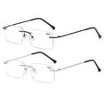 thumbnail image 1 of 2 Pairs of Frameless BIFOCAL Reading Glasses 3.50 for Men and Women, Rectangle Presbyopic glasses, Rimless Blue Light Blocking Readers +3.50, 1 of 6