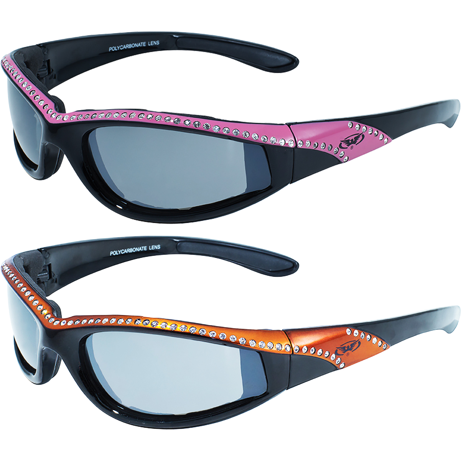 2 Pairs of Global Vision Eyewear Marilyn 11 Women's Black Sunglasses Pink + Orange Stripe Frames Flash Mirror Lenses - image 1 of 9