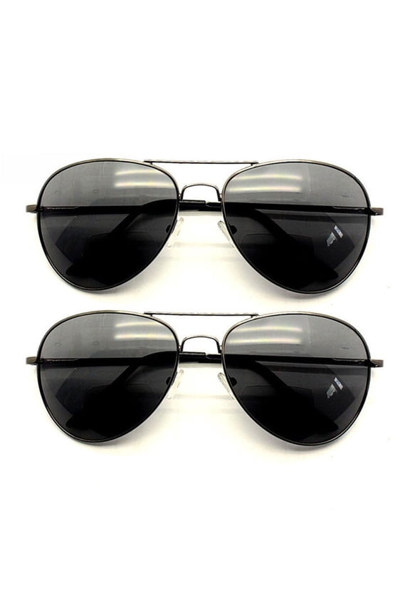 2 Pairs of Gray Bifocal Reading Sunglasses for Men Women Metal Spring Hinge Reading Glasses Gradient Fishing Aviator-Style Readers UV +2.00