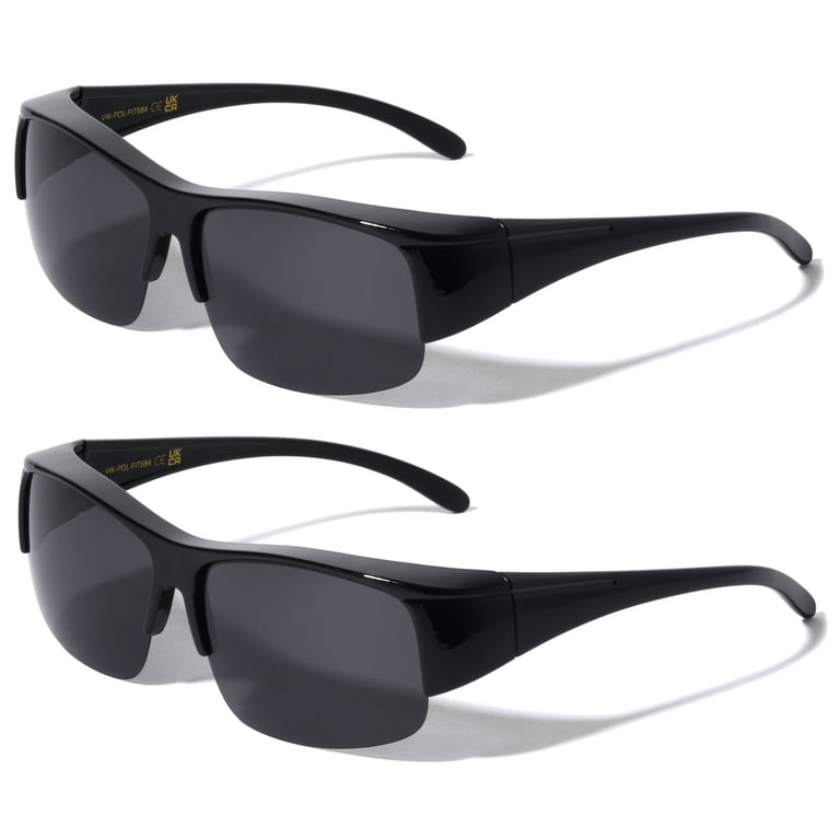 2 Pairs of Half Rim Sport Polarized Fit Over Sunglasses Wear  display picture 3