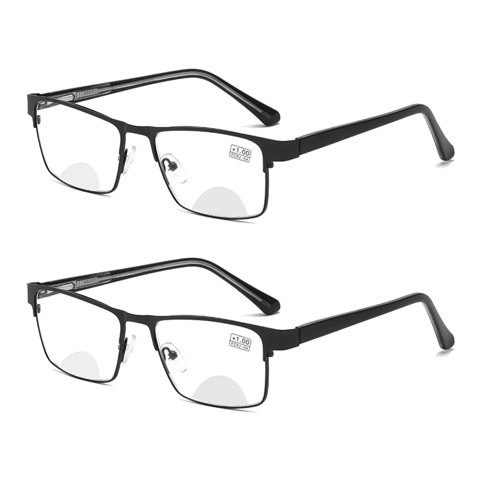 Pairs of Mens Classic BIFOCAL Reading Glasses, Stylish Square