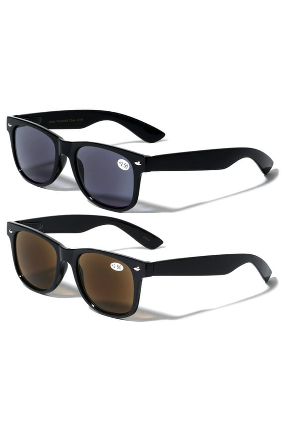 2 Pairs of Outdoor Full Lens Reading Sunglasses - Cool Outdoor Readers For men Or Women - Entire Lens Are Magnified.