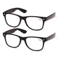 thumbnail image 1 of 2 Pairs of Oversized Square Classic Black Reading Glasses +1.00 Spring Hinge Ultralight Plastic Readers 1.00, 1 of 4