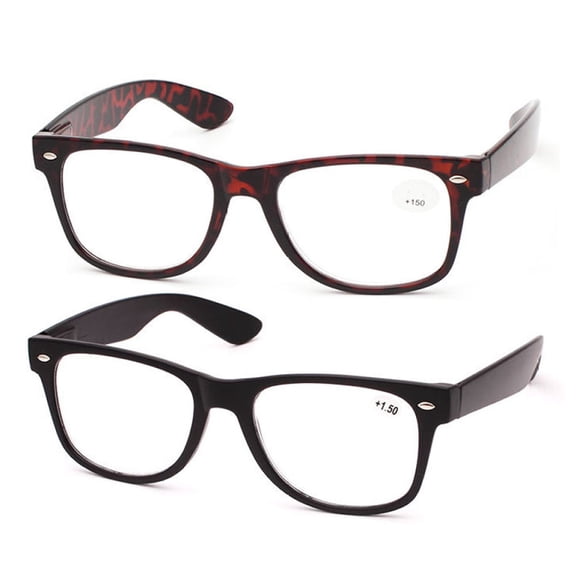 2 Pairs of Oversized Square Classic Reading Glasses +3.50 Spring Hinge Ultralight Plastic Readers 3.50