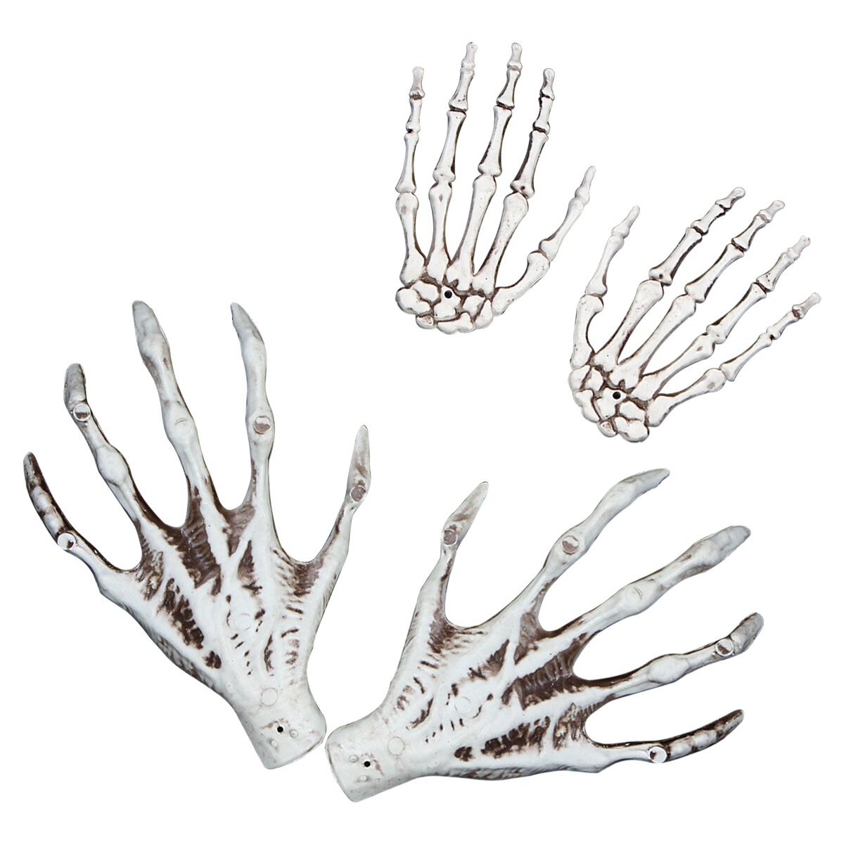 2 Pairs of Plastic Halloween Prop Stimulated Skeleton Witch Hands Bones